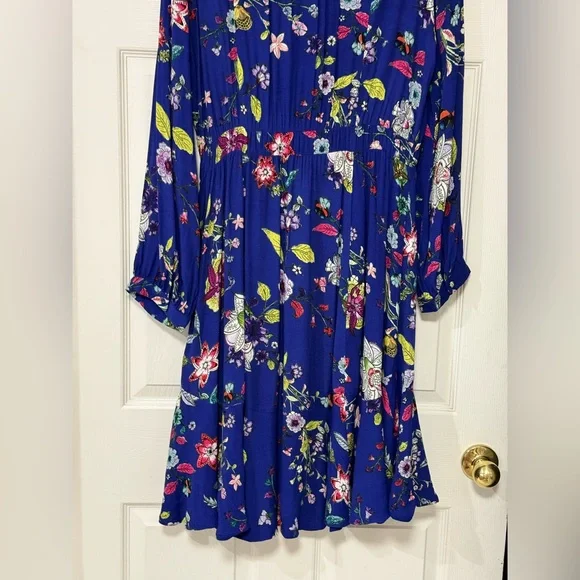 Maeve Anthropologie Maplewood Blue Floral Long Sleeves Button Dress Size XL - Picture 9 of 14